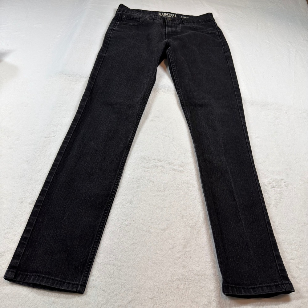 Signature Levi Strauss Skinny Jeans Mens 30x32 Black Excellent Stretch Denim